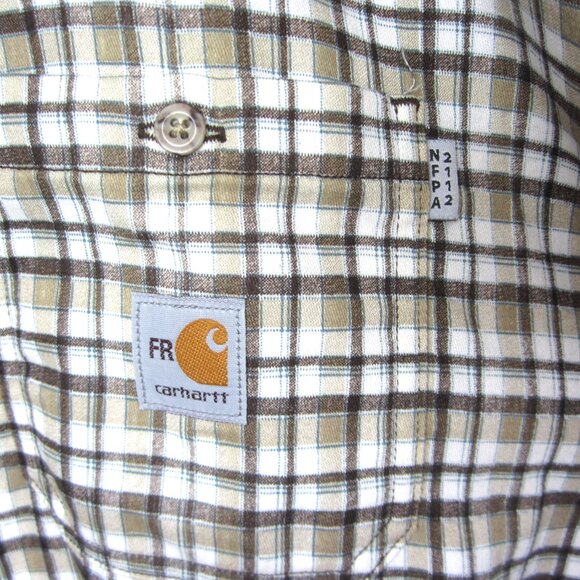 Carhartt FRC Shirt Mens 4XLT Brown Plaid Flame Resistant NFPA 2112 70E HRC2 - Picture 4 of 10